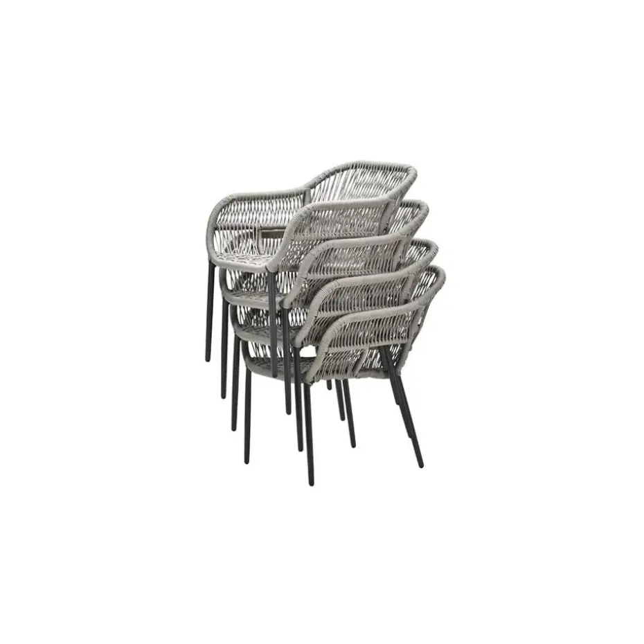Pescara dining fauteuil - carbon black - rope taupe - desert sand