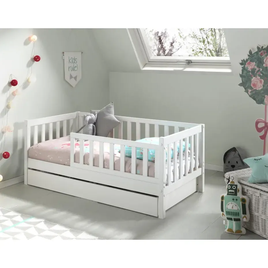 Peuterbed Petronille 70 x 140cm dennenhout - wit