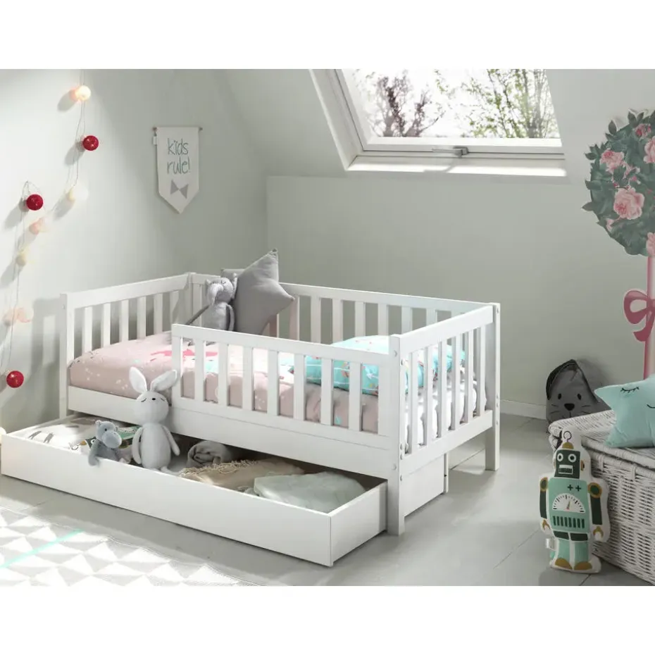 Peuterbed Petronille 70 x 140cm dennenhout - wit