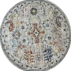 Picasso Sarough Rond Vloerkleed Vintage Woonkamer - Multi / Grijs - 200 CM ROND