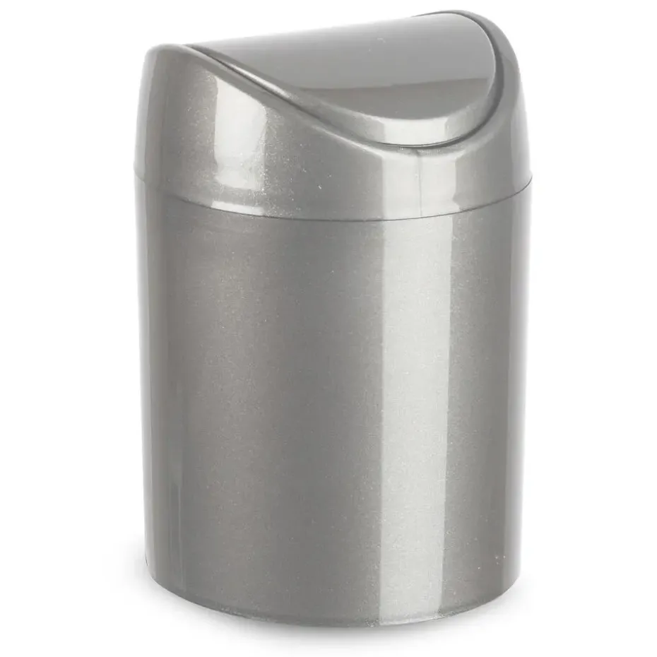 Plasticforte Mini prullenbakje - zilvergrijs- kunststof - 1.4L