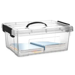 Plasticforte Opbergbox met deksel - grijs - 12.5L - kunststof
