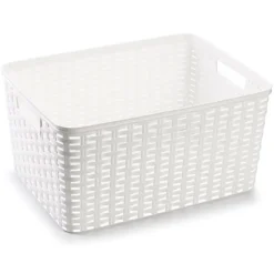 Plasticforte Opbergmand - Kastmand - rotan kunststof - wit - 18 L