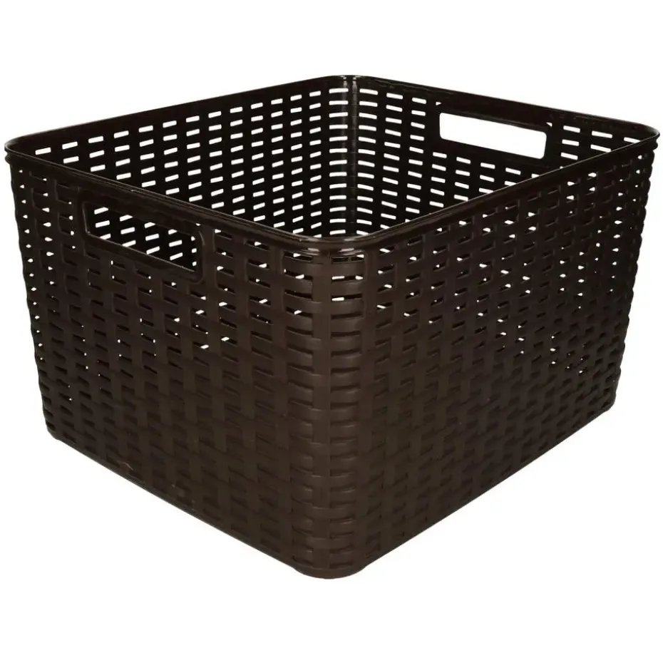 Plasticforte Opbergmand - rotan kunststof - donkerbruin - 28 L