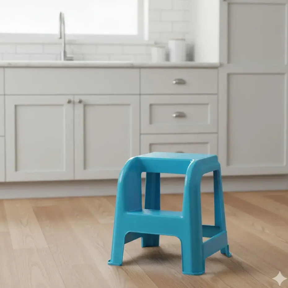 Plasticforte Opstapkrukje - 2 tredes - blauw - 45 cm