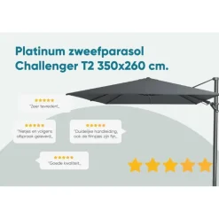 Platinum Challenger T2 zweefparasol premium - 3,5x2,6 m. - Champagne