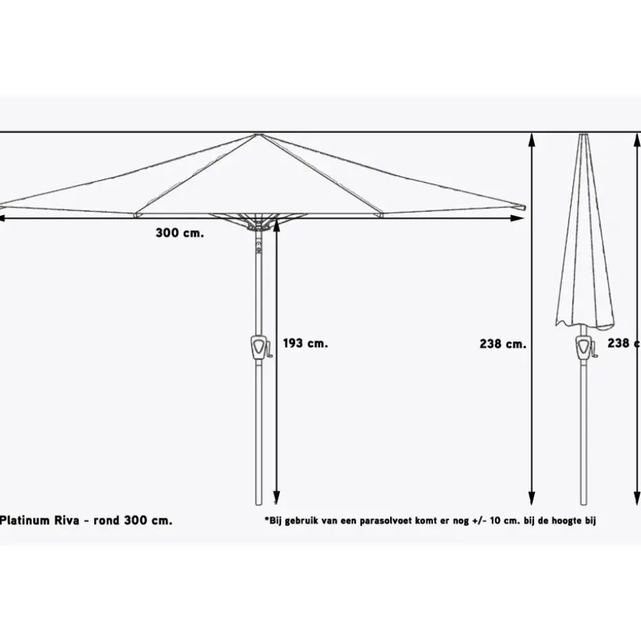 Platinum Riva parasol 3 m. antraciet