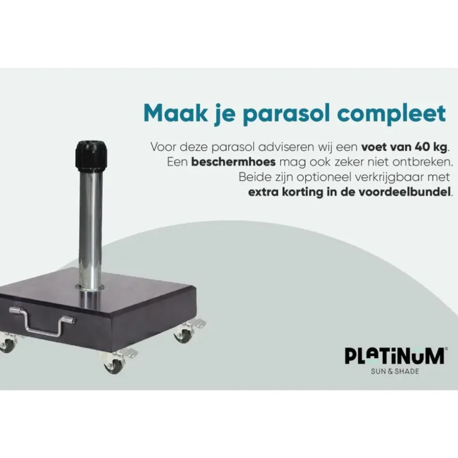 Platinum Riva stokparasol 3 m. rond - Teak Antraciet