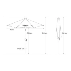 Platinum Riva stokparasol 3 m. rond - Teak Taupe