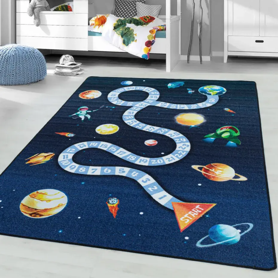 Play Speeltapijt Ruimte - 80x120 cm - Blauw - Vloerkleed Kinderkamer