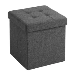 Poef - opvouwbaar - zonder poten - stof - 38 cm - donkergrijs