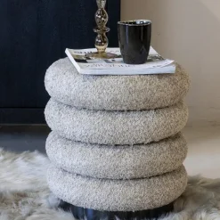 Poef Bouclé - Taupe - Poef Matthijs