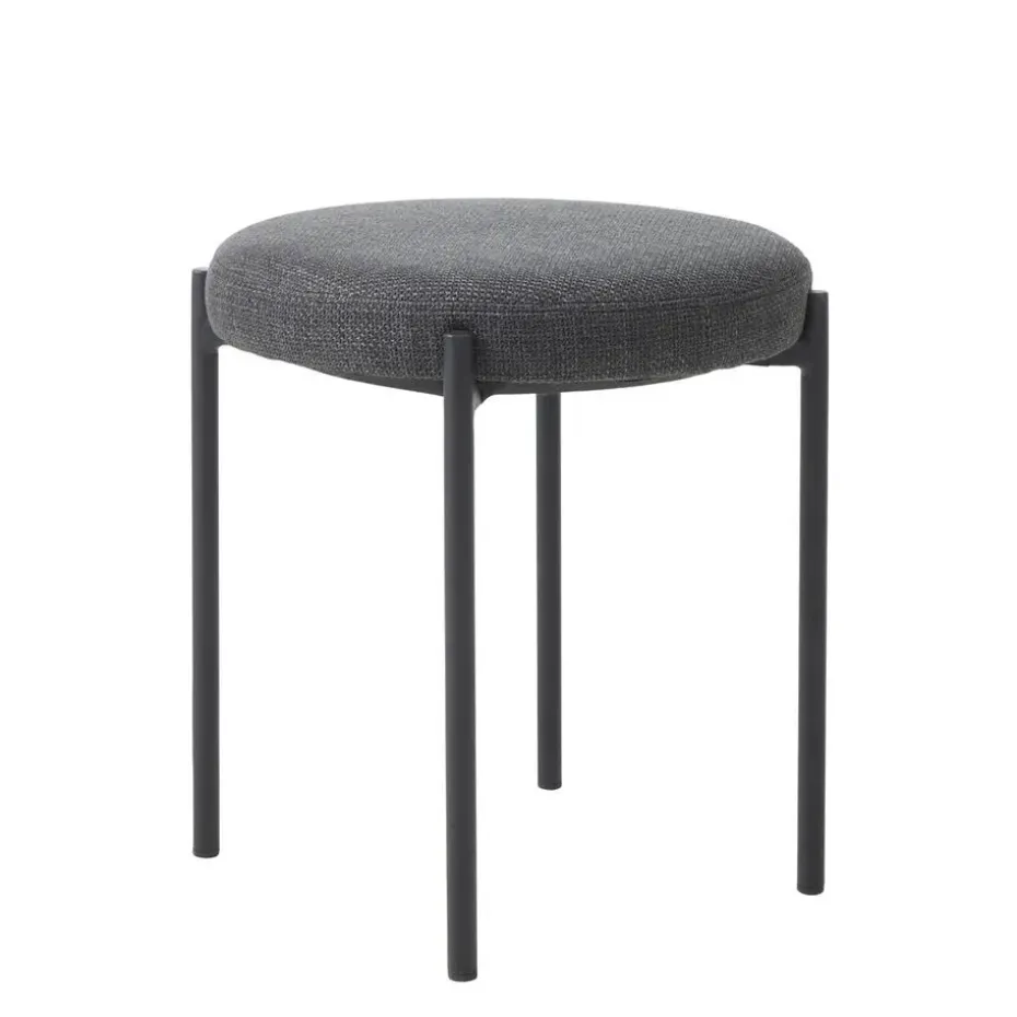 Poef Donkergrijs Stof - 43,5x44x48cm - Pelican