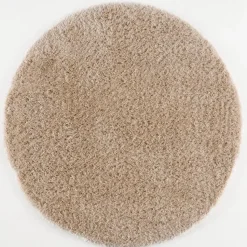Porto Rond Soft Fluffy Vloerkleed Hoogpolig Effen Beige - 120 CM ROND