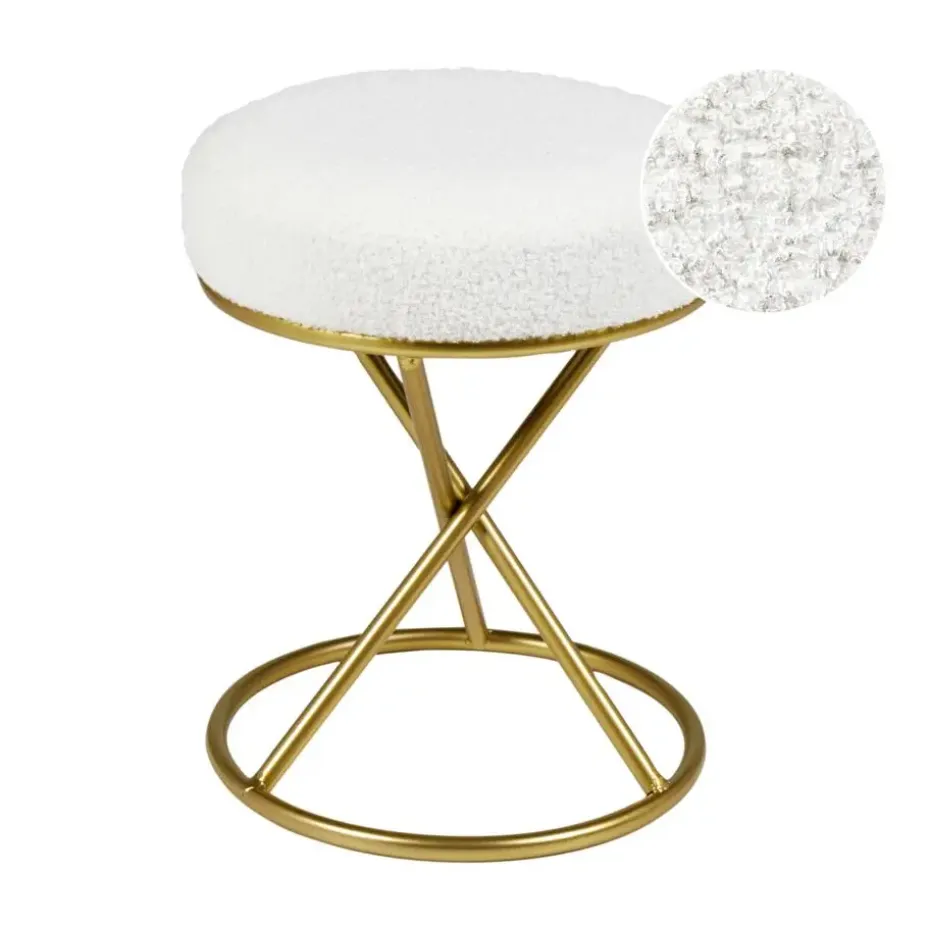 PRESHO - Hocker - Gebroken wit - Bouclé
