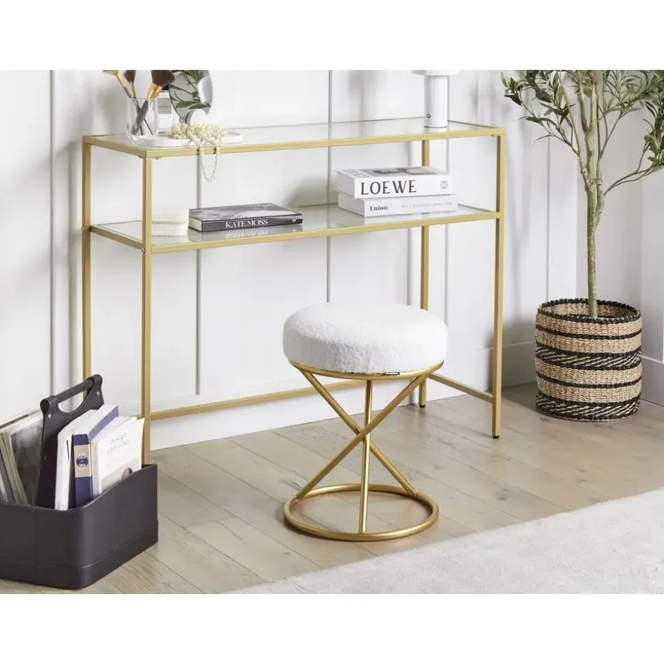 PRESHO - Hocker - Gebroken wit - Bouclé