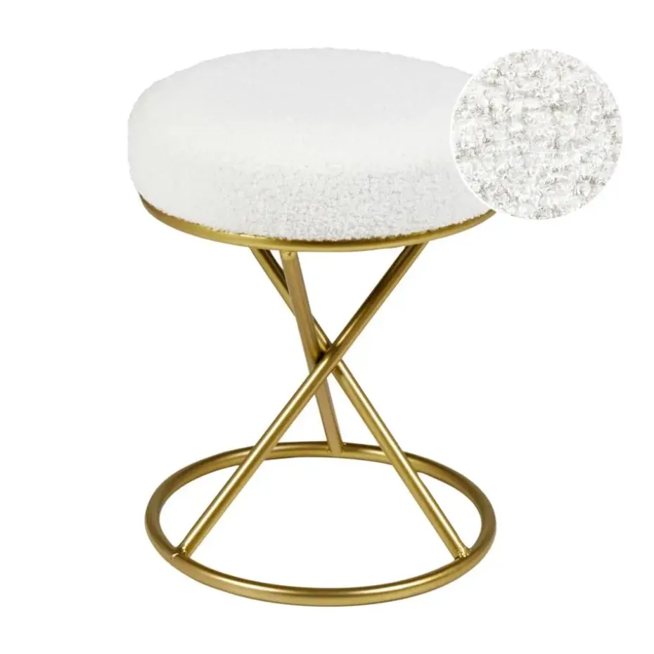 PRESHO - Hocker - Gebroken wit - Bouclé