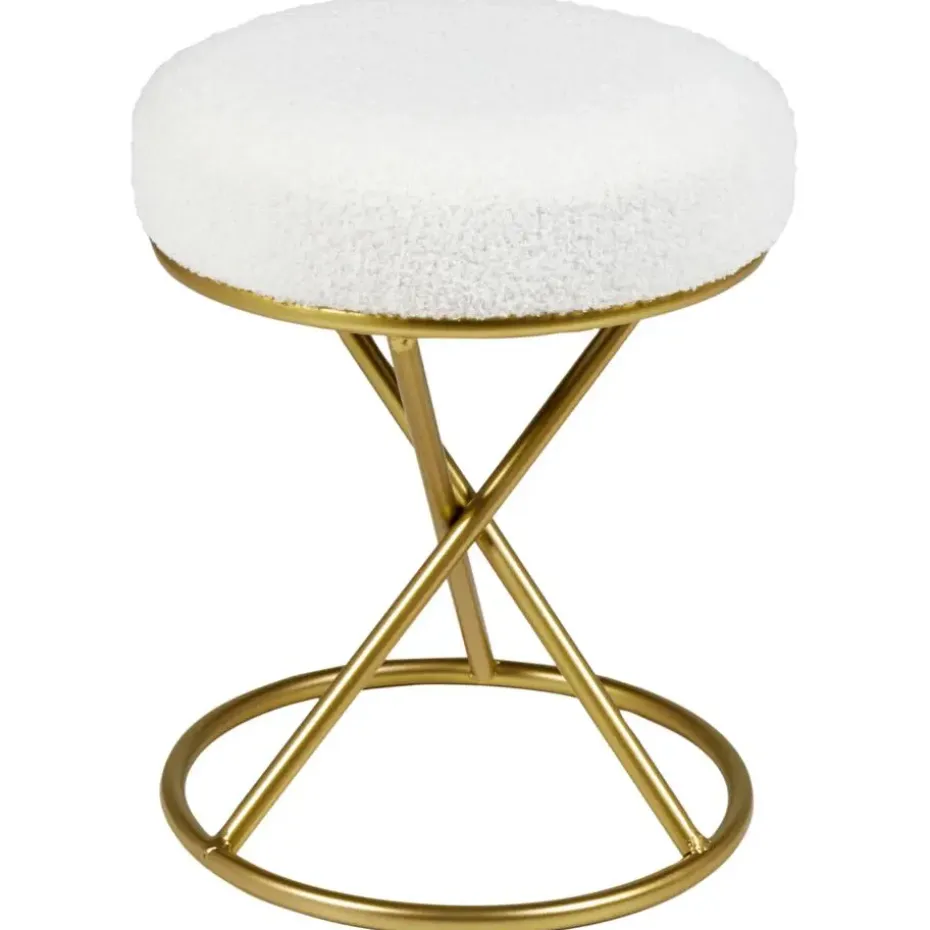 PRESHO - Hocker - Gebroken wit - Bouclé