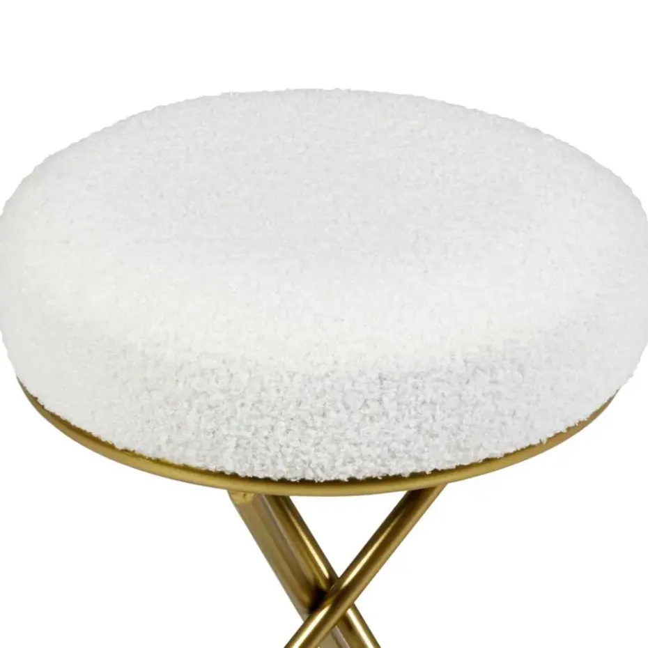PRESHO - Hocker - Gebroken wit - Bouclé