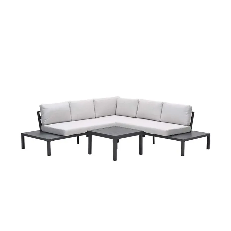 Prinos loungeset - 4-delig - carbon black - valley sand