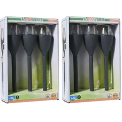 Pro Garden Solar LED lantaarns - 3x st - zwart - 31 cm