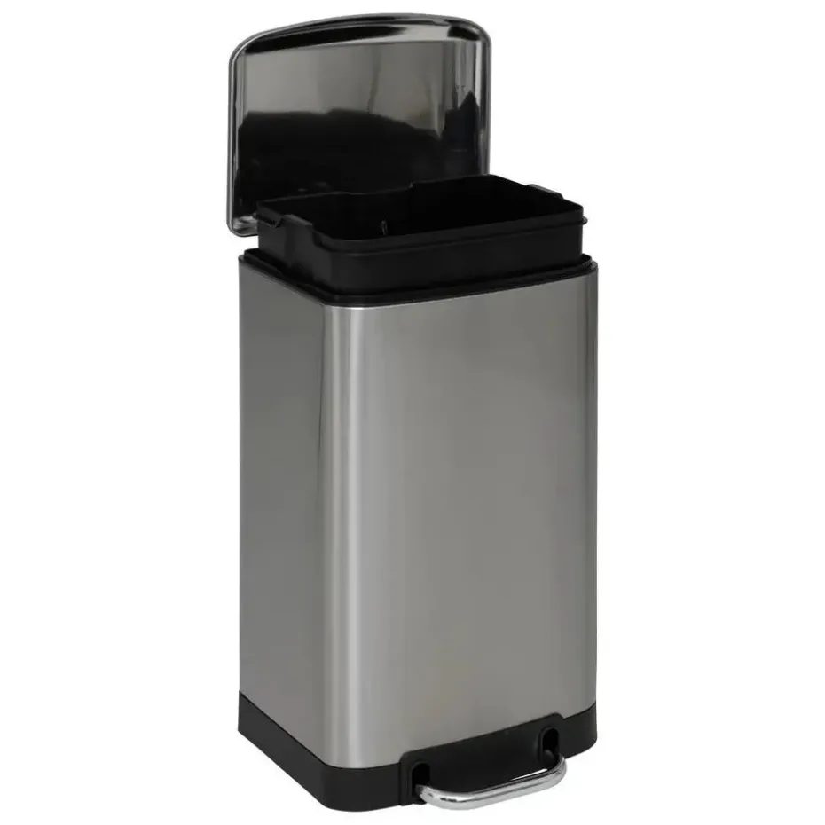Prullenbak/pedaalemmer - zilver - metaal - 20L - 30 x 30 x 53 cm