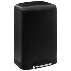 Prullenbak/pedaalemmer - zwart - metaal - 50L - 44 x 37 x 66 cm