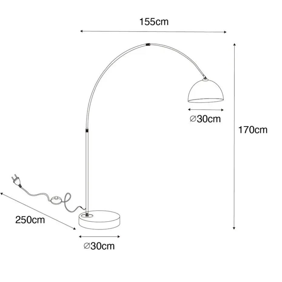 Qazqa booglampen arc goudkleurig e27