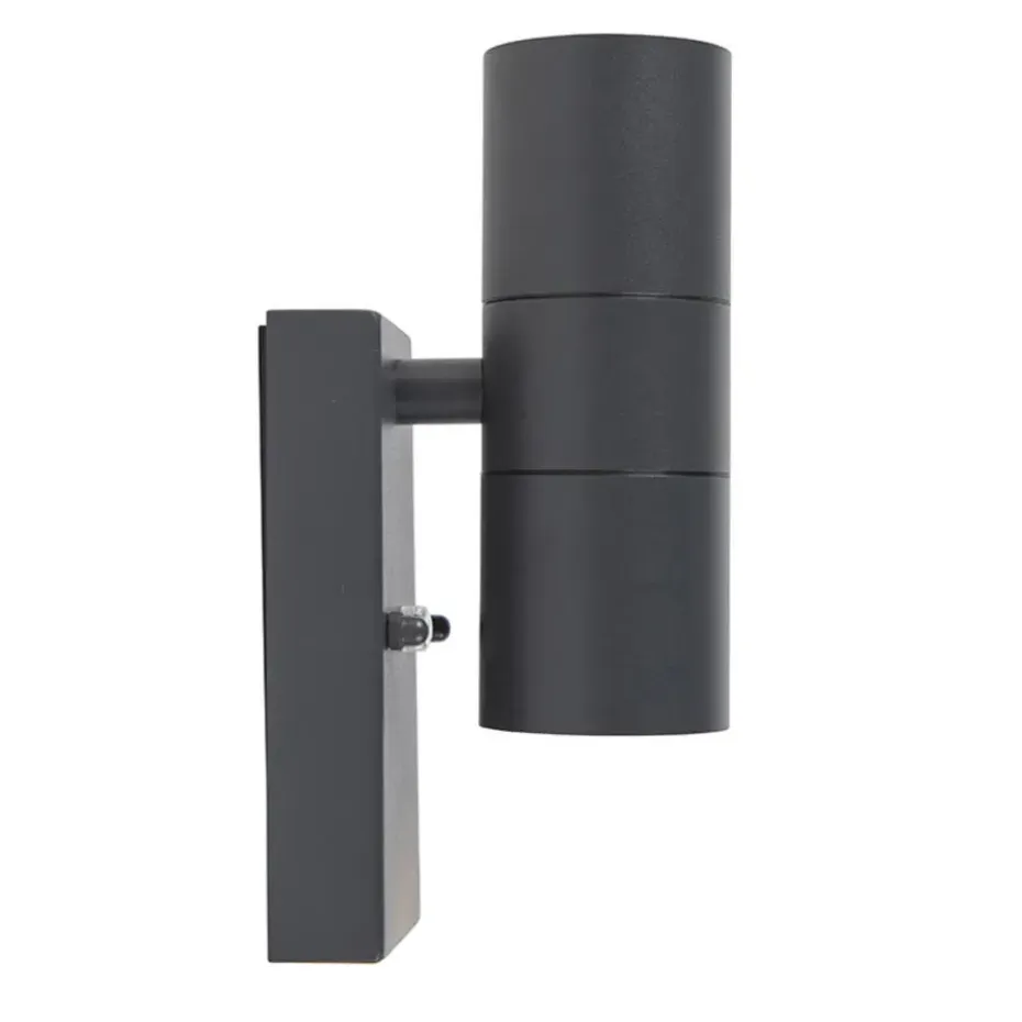 Qazqa buitenlampen met sensor duo grijs gu10