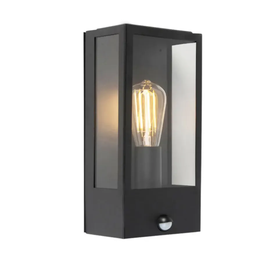 Qazqa buitenlampen met sensor rotterdam zwart e27