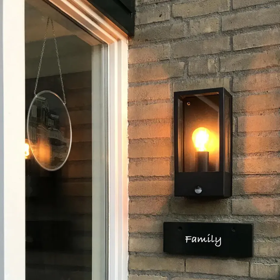 Qazqa buitenlampen met sensor rotterdam zwart e27