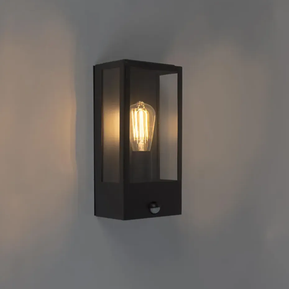 Qazqa buitenlampen met sensor rotterdam zwart e27