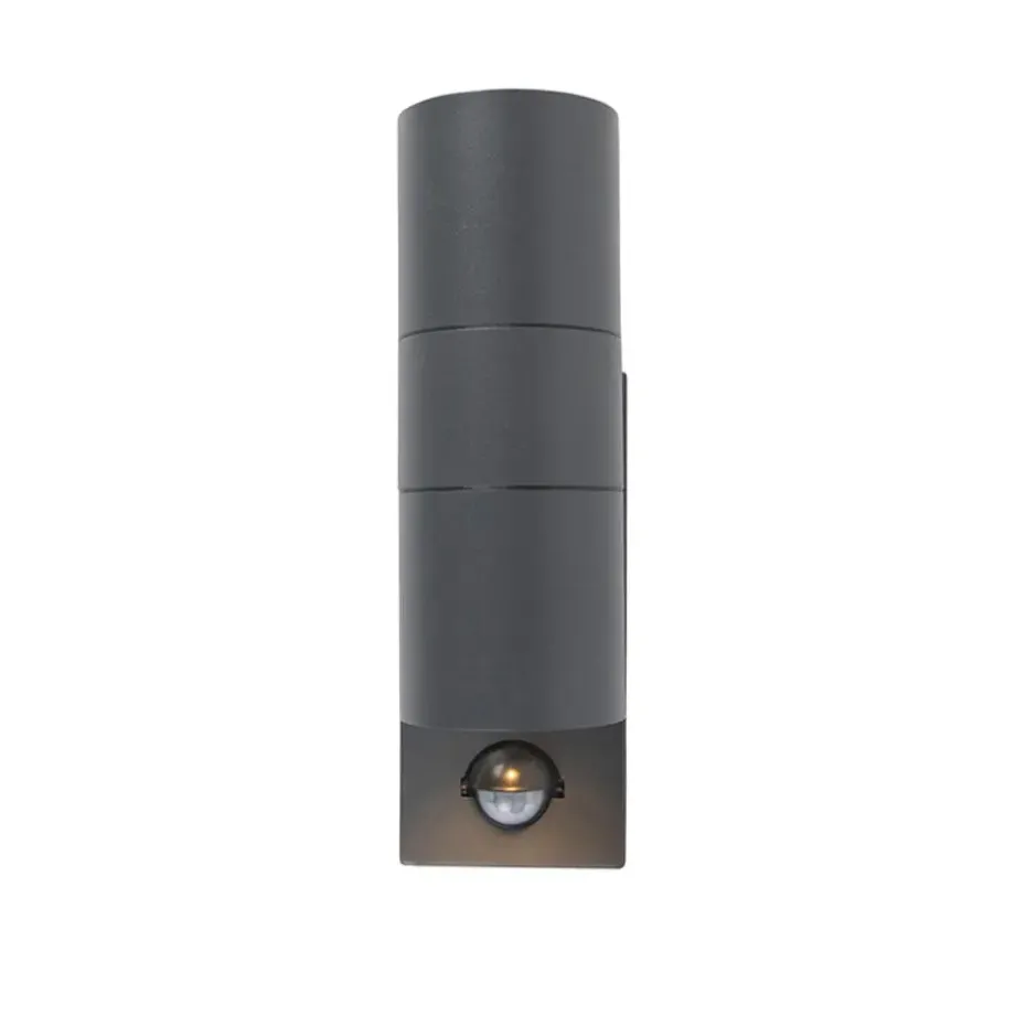 Qazqa buitenlampen met sensor duo grijs gu10