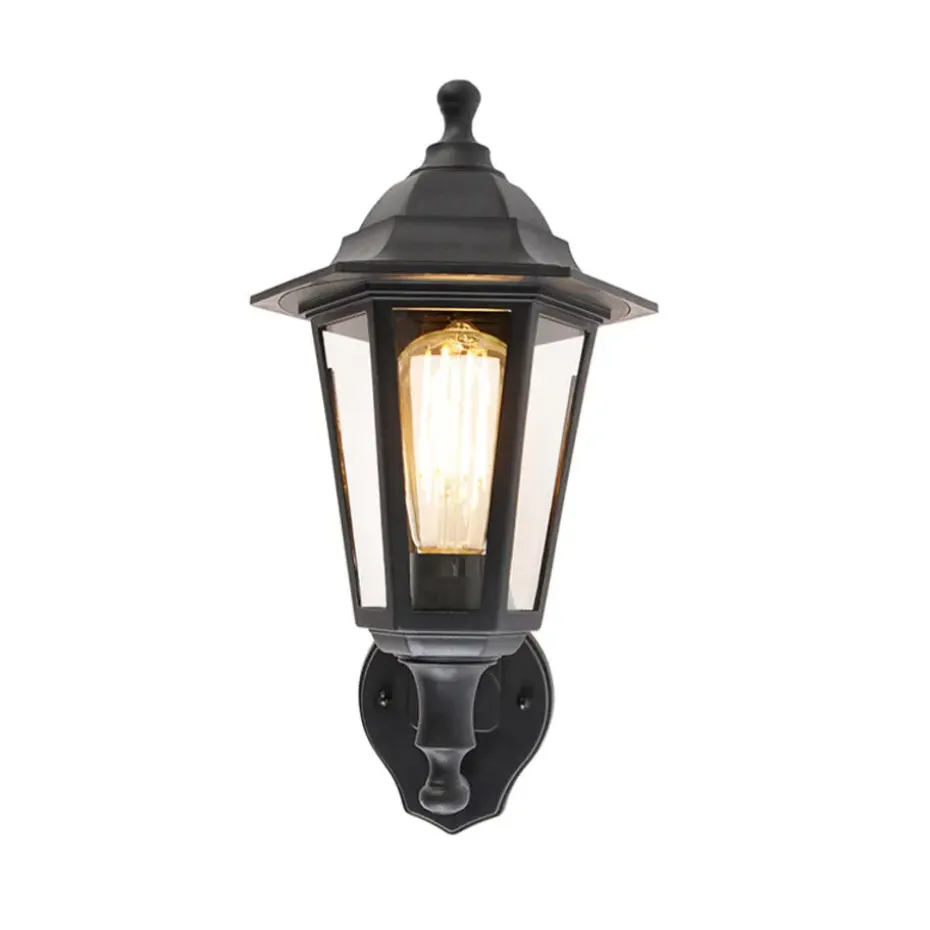 Qazqa buitenlampen met sensor new haven zwart e27