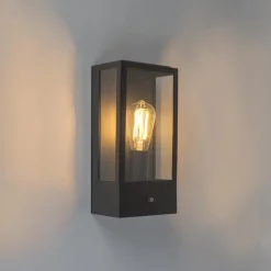 Qazqa buitenlampen met sensor rotterdam zwart e27