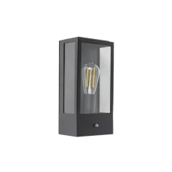 Qazqa buitenlampen met sensor rotterdam zwart e27