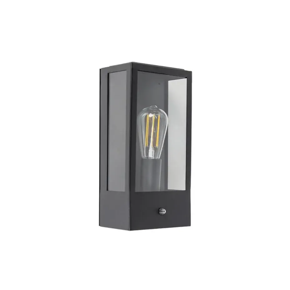 Qazqa buitenlampen met sensor rotterdam zwart e27