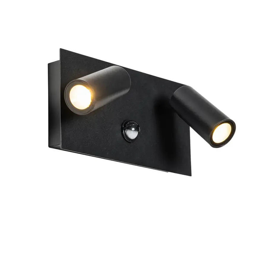 Qazqa buitenlampen met sensor simon zwart geïntegreerde led