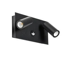 Qazqa buitenlampen met sensor simon zwart geïntegreerde led