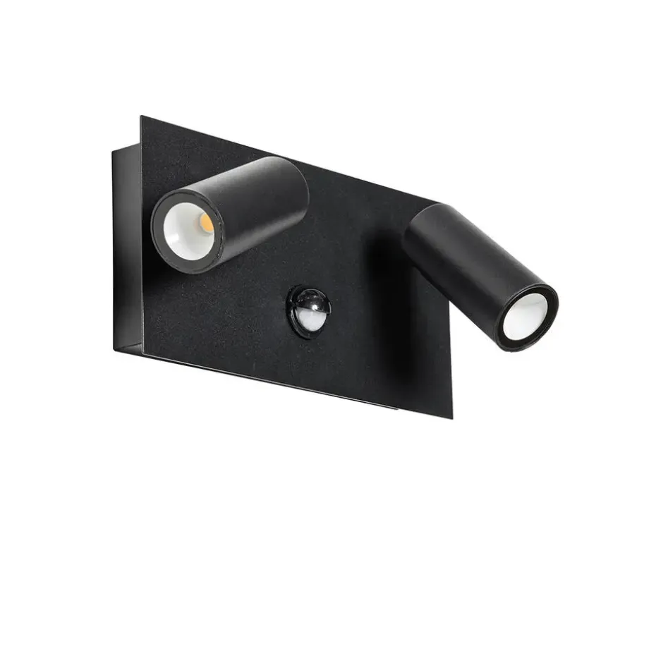 Qazqa buitenlampen met sensor simon zwart geïntegreerde led