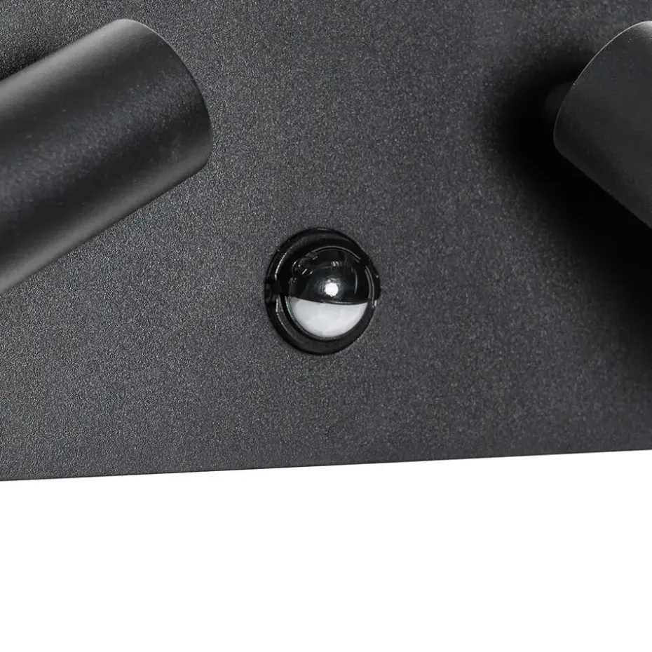 Qazqa buitenlampen met sensor simon zwart geïntegreerde led