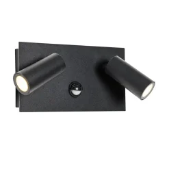 Qazqa buitenlampen met sensor simon zwart geïntegreerde led