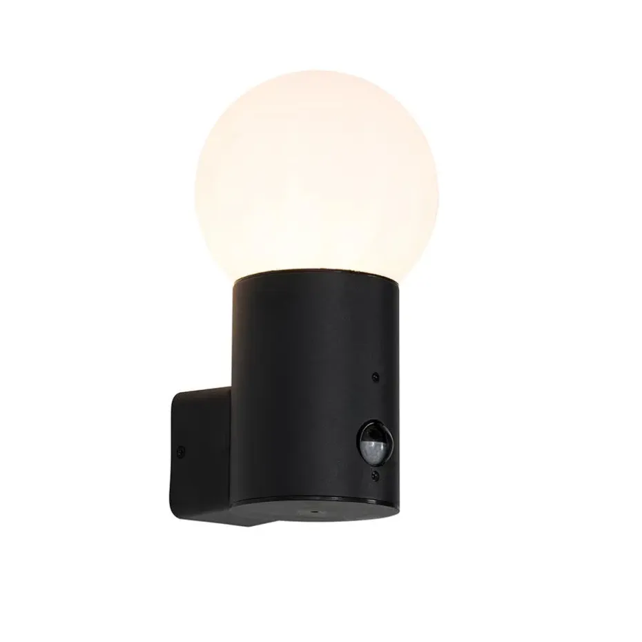 Qazqa buitenlampen met sensor huma zwart e27
