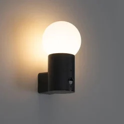 Qazqa buitenlampen met sensor huma zwart e27