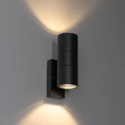 Qazqa buitenlampen met sensor duo zwart gu10