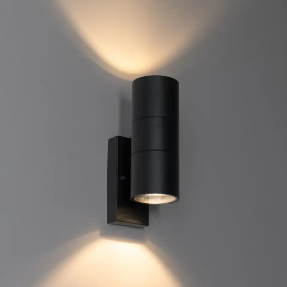 Qazqa buitenlampen met sensor duo zwart gu10