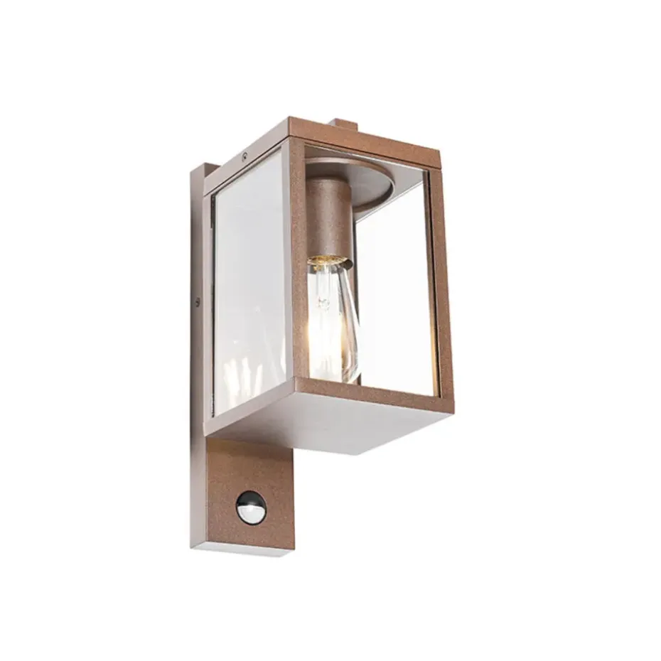 Qazqa buitenlampen met sensor charlois bronskleurig e27