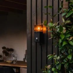 Qazqa buitenlampen met sensor denmark zwart e27