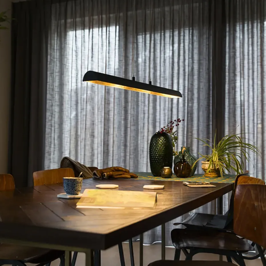 Qazqa hanglampen balo zwart geïntegreerde led