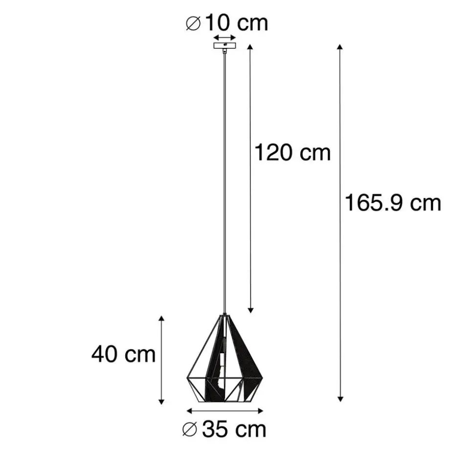 Qazqa hanglampen carcass zwart e27
